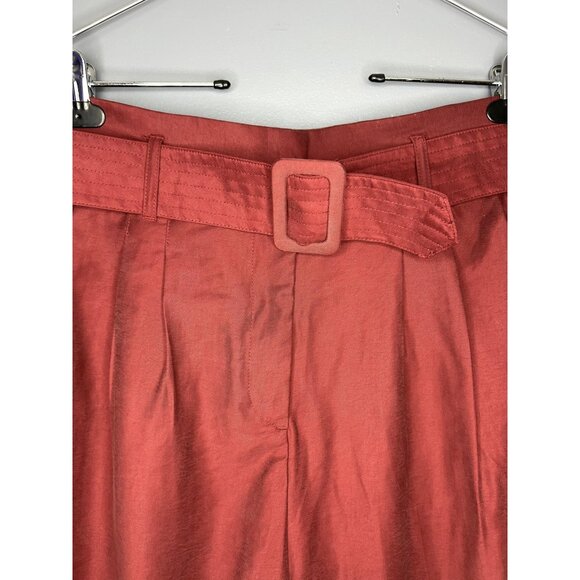 H&M Conscious Pants Womens 8 Belted Trousers High Rise Straight Leg Tencel Chic - Picture 4 of 14